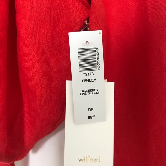 NWT Aritzia - WILFRED “Tenley” Tie-Front Blouse - Red - Picture 4 of 5